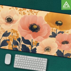 Floral Mouse Pad - Elegant Flower Desk Mat - Botanical Office Decor for Home & Work