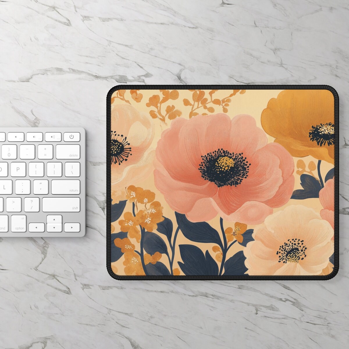 Floral Mouse Pad - Elegant Flower Desk Mat - Botanical Office Decor for Home & Work - Image 3