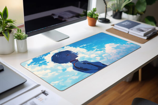 Rei Ayanami Evangelion Mouse Pad - Serene Anime Desk Mat - Sci-Fi Anime Art for Office & Gaming