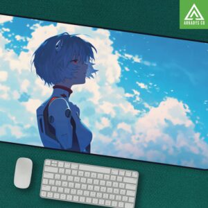Rei Ayanami Evangelion Mouse Pad - Serene Anime Desk Mat - Sci-Fi Anime Art for Office & Gaming