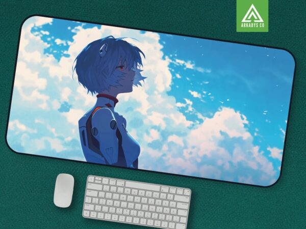 Rei Ayanami Evangelion Mouse Pad - Serene Anime Desk Mat - Sci-Fi Anime Art for Office & Gaming
