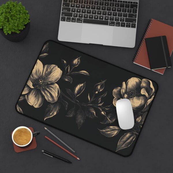 Dark Botanical Vintage Mouse Pad - Elegant Floral Desk Mat for Office & Gaming