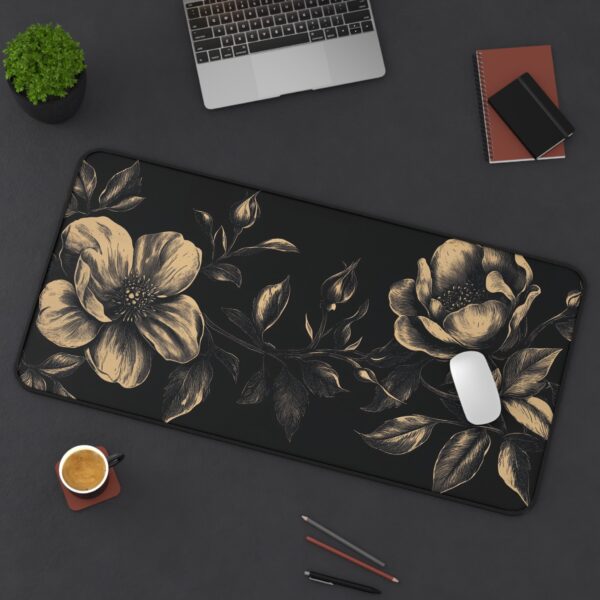 Dark Botanical Vintage Mouse Pad - Elegant Floral Desk Mat for Office & Gaming