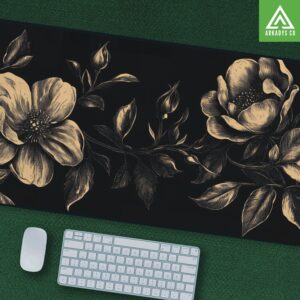 Dark Botanical Vintage Mouse Pad - Elegant Floral Desk Mat for Office & Gaming