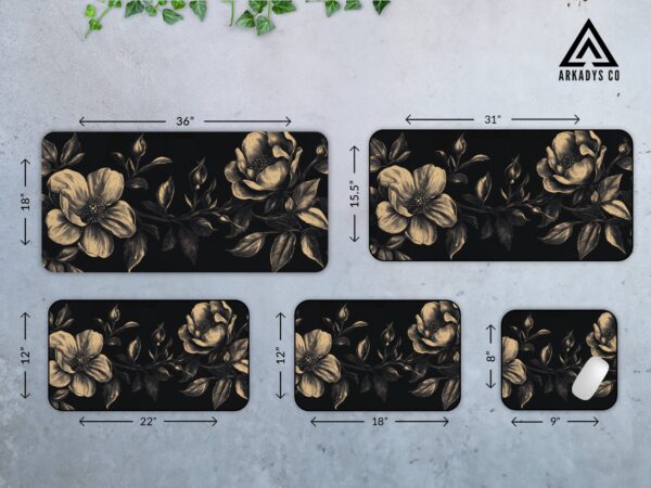 Dark Botanical Vintage Mouse Pad - Elegant Floral Desk Mat for Office & Gaming