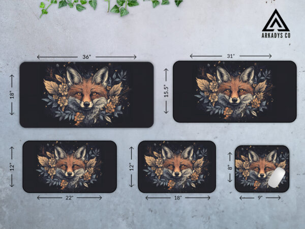 Fox and Floral Mouse Pad - Nature-Inspired Desk Mat - Woodland Animal Art for Office & Gaming