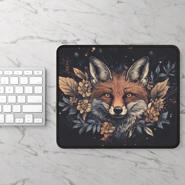Fox and Floral Mouse Pad - Nature-Inspired Desk Mat - Woodland Animal Art for Office & Gaming