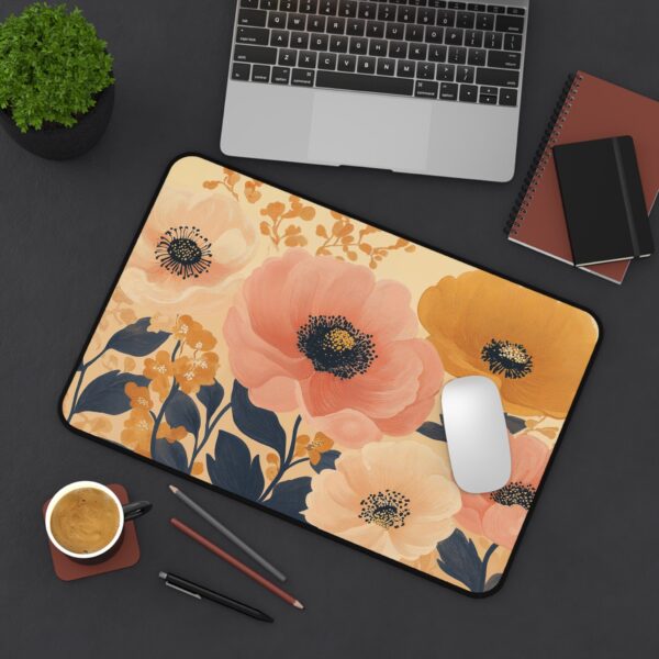 Floral Mouse Pad - Elegant Flower Desk Mat - Botanical Office Decor for Home & Work