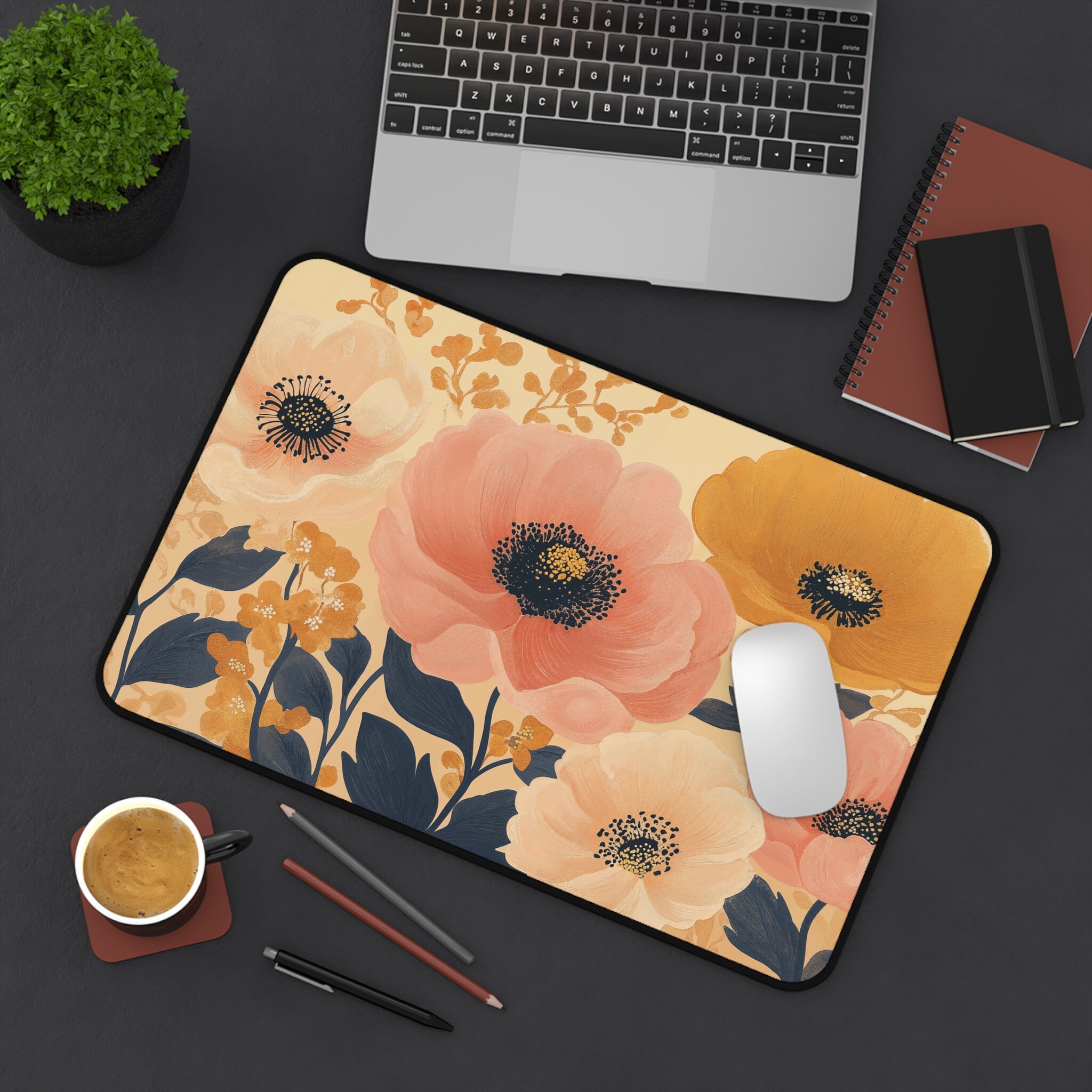 Floral Mouse Pad - Elegant Flower Desk Mat - Botanical Office Decor for Home & Work - Image 4