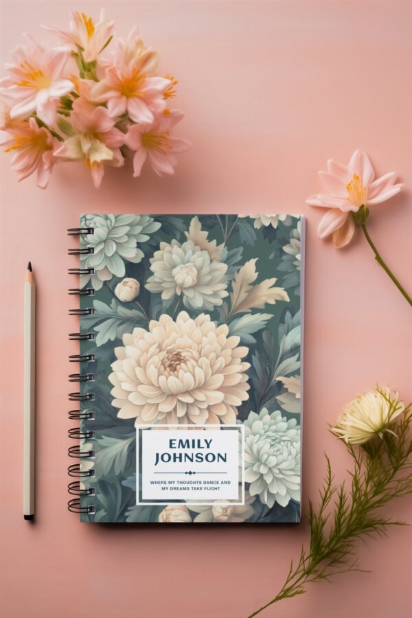 Custom Floral Notebook - Personalized Journal with Name, Custom Diary for Writing, Sketching, Great Gifts for Women, Students, Professionals