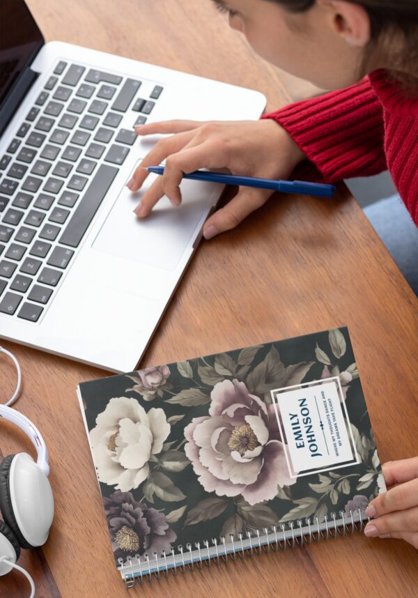 Custom Floral Notebook - Personalized Journal with Name, Custom Diary for Writing, Sketching, Great Gifts for Women, Students, Professionals