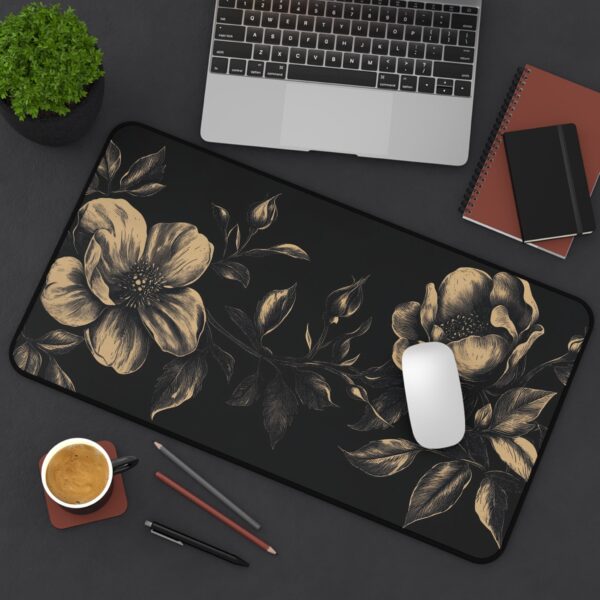 Dark Botanical Vintage Mouse Pad - Elegant Floral Desk Mat for Office & Gaming