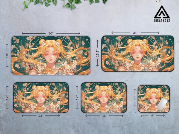 Sailor Moon Floral Mouse Pad - Anime Desk Mat with Sakura Blossoms for Work & Play
