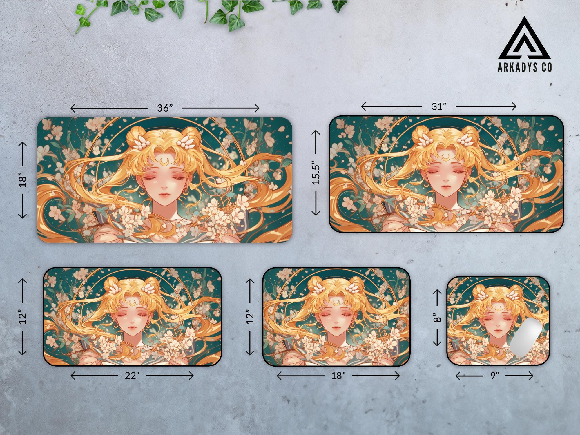 Sailor Moon Floral Mouse Pad - Anime Desk Mat with Sakura Blossoms for Work & Play - Image 8