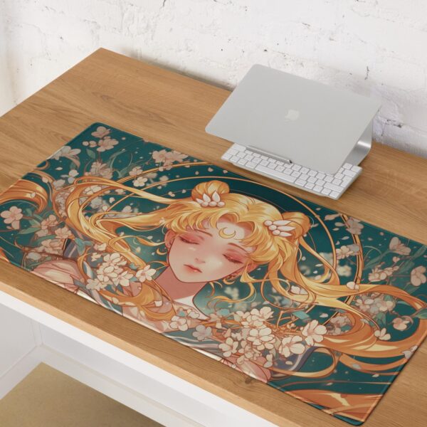 Sailor Moon Floral Mouse Pad - Anime Desk Mat with Sakura Blossoms for Work & Play