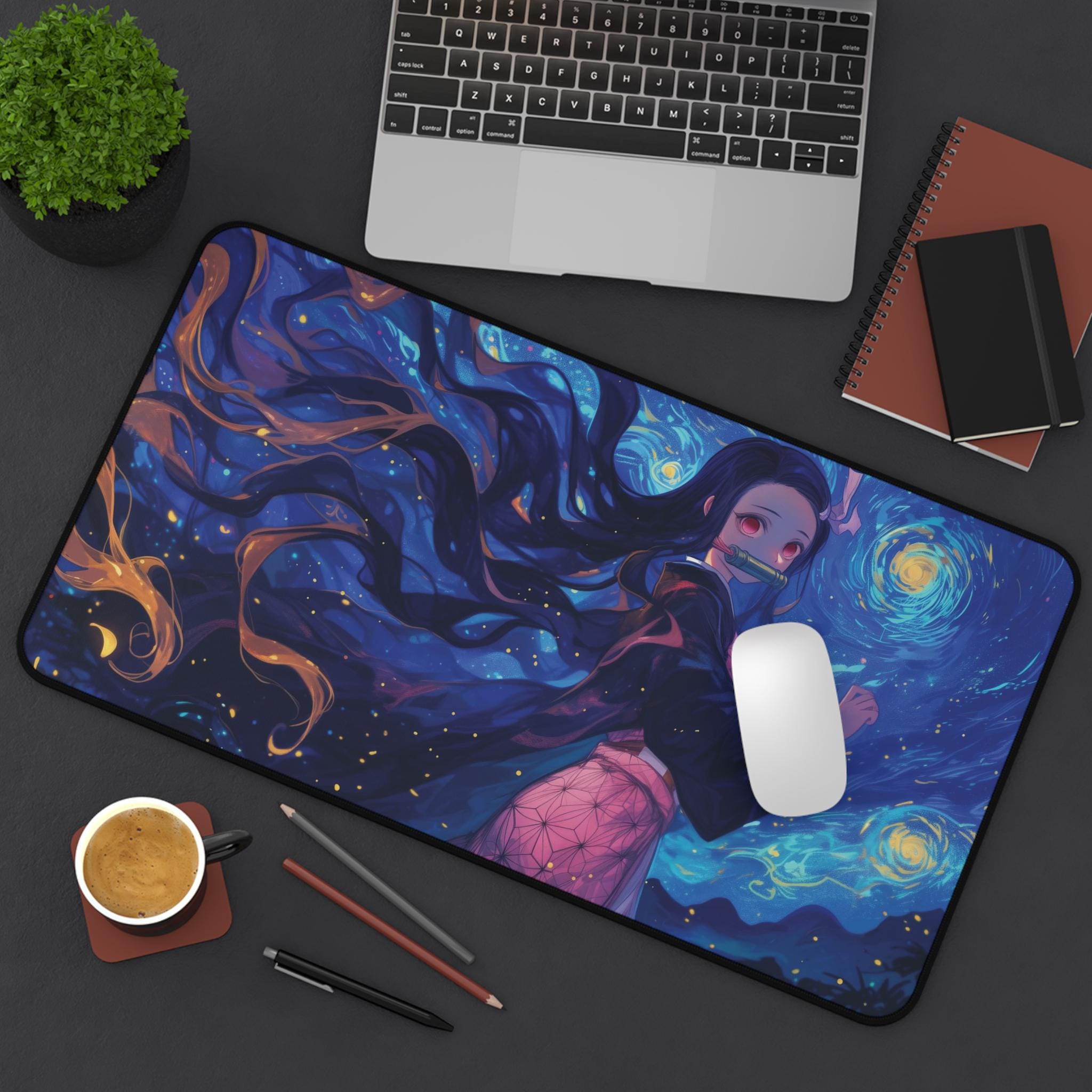 Nezuko Demon Slayer Mouse Pad - Starry Night Anime Desk Mat for Work & Play - Image 5