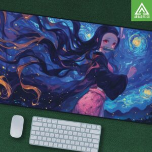 Nezuko Demon Slayer Mouse Pad - Starry Night Anime Desk Mat for Work & Play
