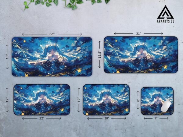 Hatsune Miku Starry Night Mouse Pad - Anime Desk Mat for Gaming & Office