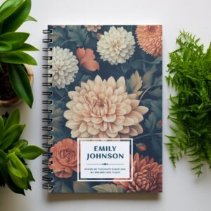 Custom Floral Notebook - Personalized Journal with Name, Custom Diary for Writing, Sketching, Great Gifts for Women, Students, Professionals