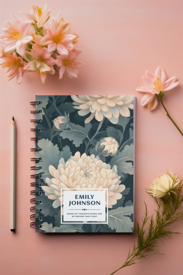 Custom Floral Notebook - Personalized Journal with Name, Custom Diary for Writing, Sketching, Great Gifts for Women, Students, Professionals