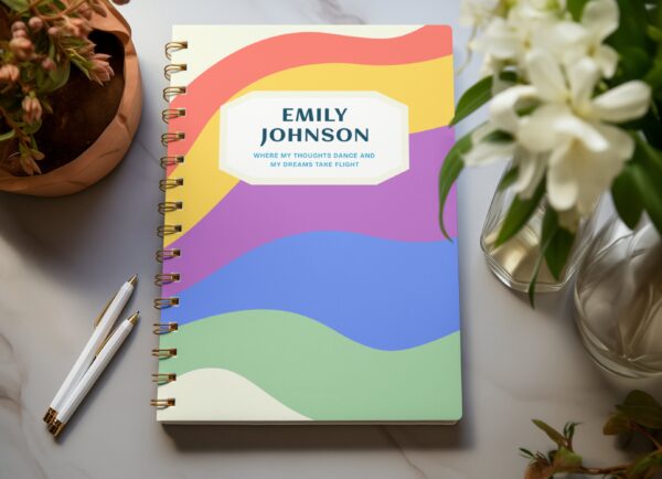 Custom Minimalist Notebook - Personalized Journal with Name, 7 Color Variants, Unique Gift for Writers, Students, and Professionals