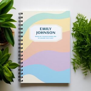 Custom Minimalist Notebook - Personalized Journal with Name, 7 Color Variants, Unique Gift for Writers, Students, and Professionals