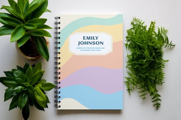 Custom Minimalist Notebook - Personalized Journal with Name, 7 Color Variants, Unique Gift for Writers, Students, and Professionals