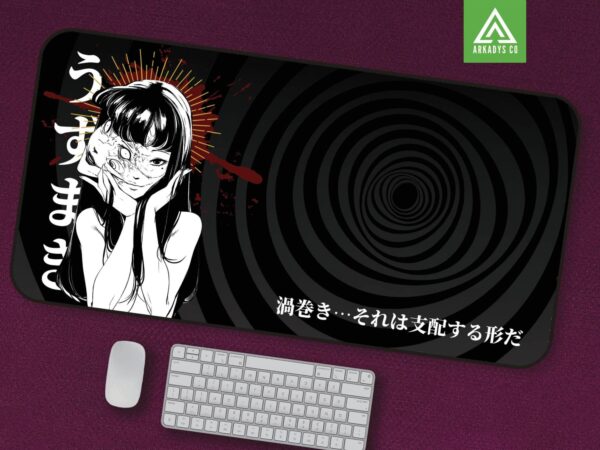 Uzumaki Horror Anime Mouse Pad - Spiral Horror Desk Mat for Office & Gaming