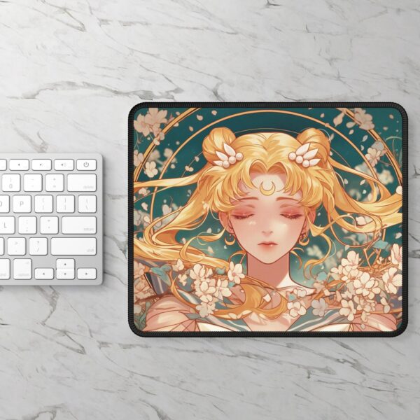Sailor Moon Floral Mouse Pad - Anime Desk Mat with Sakura Blossoms for Work & Play