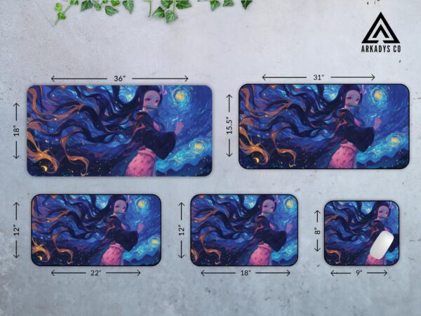 Nezuko Demon Slayer Mouse Pad - Starry Night Anime Desk Mat for Work & Play