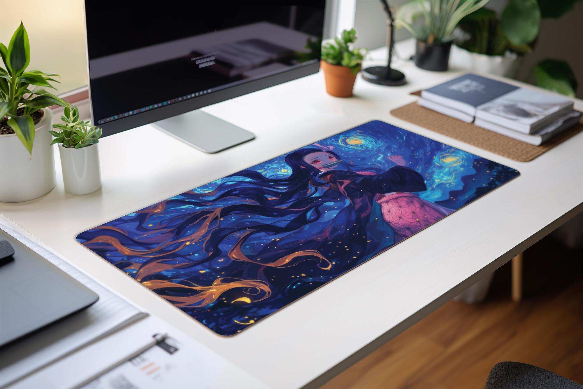 Nezuko Demon Slayer Mouse Pad - Starry Night Anime Desk Mat for Work & Play - Image 2