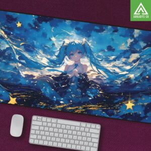 Hatsune Miku Starry Night Mouse Pad - Anime Desk Mat for Gaming & Office
