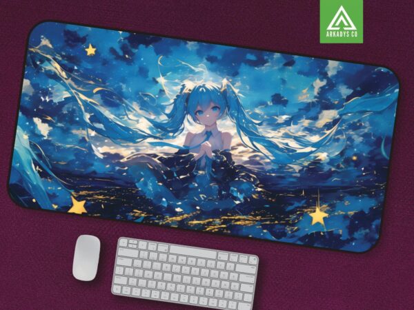 Hatsune Miku Starry Night Mouse Pad - Anime Desk Mat for Gaming & Office